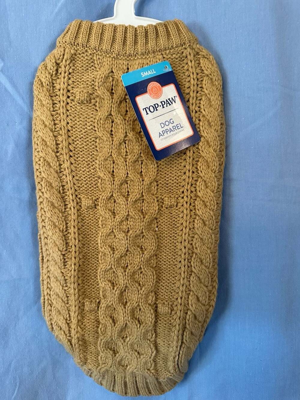 NWT - Top Paw Fashion Sweater Size Small Tan Cable Knit Dog Apparel